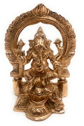 Bhunes Bronze Ganesha Statue Panchadhatu Ganesh Murti Statues Panchaloha Ganpati Idol Decorative Showpiece  -  15 cm