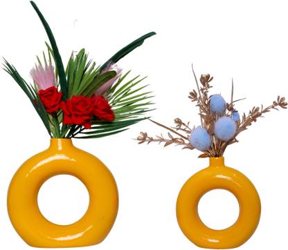 Flipkart SmartBuy Matte/Glossy Finish Round Shaped Flower Pot for Modern Gardens" Decorative Showpiece  -  15 cm