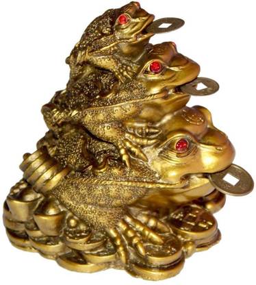 ARINA CREATIONS TRIPLE MONEY FROG Decorative Showpiece  -  12 cm