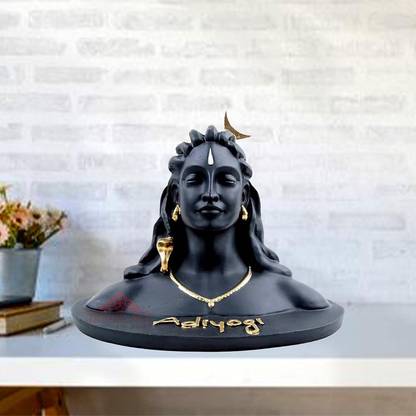 Menka Adi Yogi Lord Shiva Black Statue for Car Dashboard, Pooja & Gift, Decorative Showpiece  -  8 cm