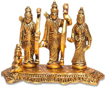 DigiRake Ram Darbar Gold Colour | Shri Ram Darbar with Hanuman Ji | Aluminum God Idols Decorative Showpiece  -  17 cm