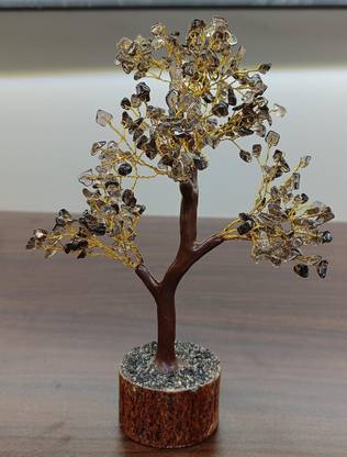 sstringz Smoky Topaz Tree Crystal Tree Decorative Showpiece  -  14 cm