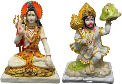 Rama Collections Mahadev Shiva and Lord Hanuman Ji Statue Decorative Showpiece  -  27.94 cm