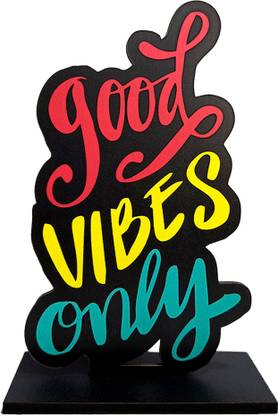 Suveharts Table Decoration Items | Study Table Decoration Items - Good Vibes Only Decorative Showpiece  -  2 cm