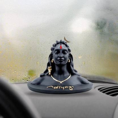 SBBCO Divine Edge Polyresin Adiyogi Shiv Ji Statue For Pooja Room & Car Dashboard Decorative Showpiece  -  7 cm
