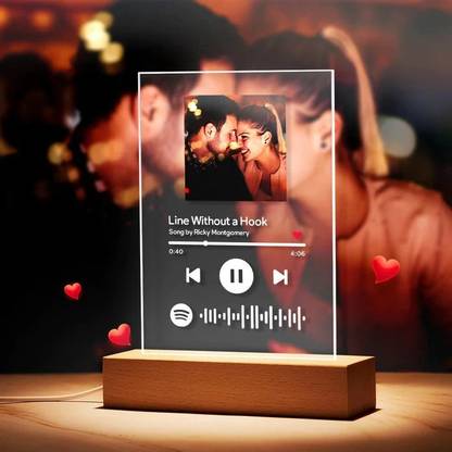 Shayona SHAYONA Personalized Spotify Acrylic Song Music Plaque Night Light Picture Decorative Showpiece  -  10 cm