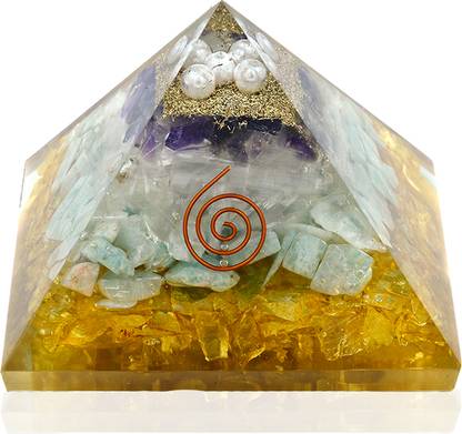 Reshamm Money Maker Crystal Stone Pyramid for Wealth attraction, Increase Money Flow 1pc Decorative Showpiece  -  8 cm
