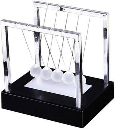 BNF Newtons Cradle Glass Balance Balls Gadget Desk LED Light Wave Home Black Decorative Showpiece  -  12 cm