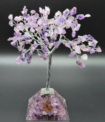 Hashtag Amethyst Tree with Pyramid Base for Good Luck Decorative Showpiece  -  23 cm