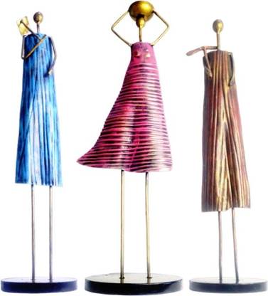 Vandana Collection Metal Village Worker Lady Figurines Decorative Showpiece  -  53 cm