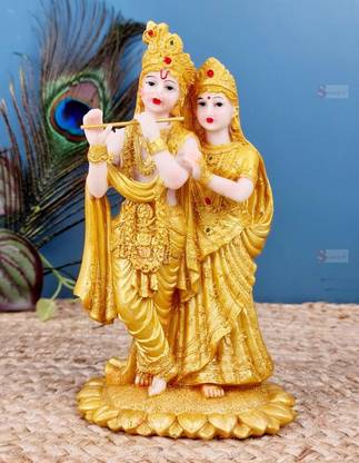 krishnagallery1 Lord Radha Krishan Marble Finish Statue Radha Krishan Murti Love Couple ( For Home Temple,office Temple,Vastu,gifted use item statue ) Decorative Showpiece  -  20 cm