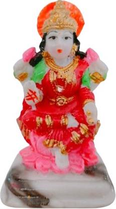 Idkkm Marble Look Laxmi MATA Ji Murti Statue Goddess Laxmi Idol for Pooja Gift Decorative Showpiece  -  7 cm