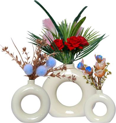 Flipkart SmartBuy Matte/Glossy Finish Round Shaped Flower Pot for Modern Gardens" Decorative Showpiece  -  15 cm