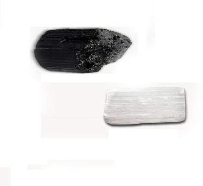 AIR9999 Black Tourmaline Selenite Raw Rough Protection Kit for Chakra and Reiki Healing Decorative Showpiece  -  4 cm