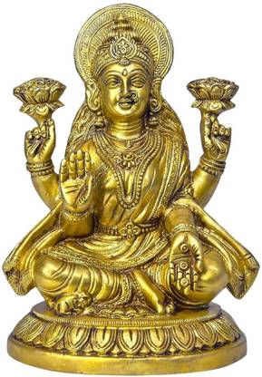 NIRAAYA Creations Astadhatu- Brass Shri Maha Lakshmi Idol Decorative Showpiece  -  27.94 cm