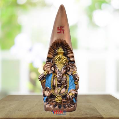 mark india Elephant Teeth Designed showpiece with Engraved Ganesh Idol, Decorative Showpiece  -  21 cm