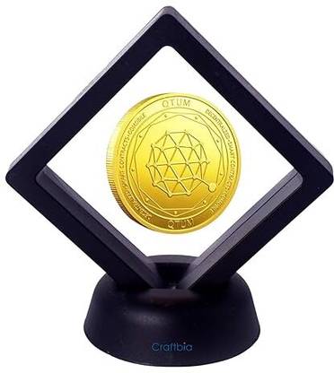 Craftbia QTUM Coin with Display Item Case Decorative Showpiece  -  2 cm