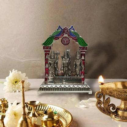 BRASS BLESSING Ram Darbar Statue Idol Murti Ayodhya - Ram Laxman Sita Hanuman (1124) Decorative Showpiece  -  4 cm