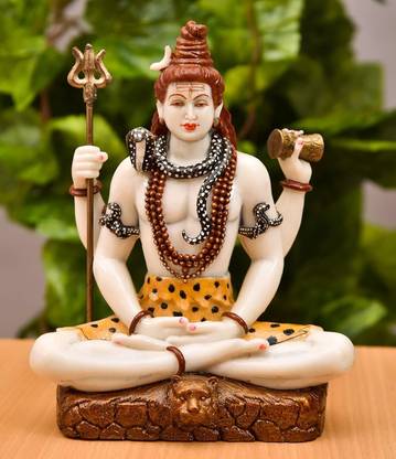 Digital Comm Shiv Ji With 4 Hands-Height-6 Inches-Marble Finish For Car And Home Décor Decorative Showpiece  -  16 cm