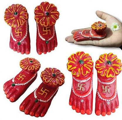 QWGPT maa laxmi charan /maa durga charan/maa kali charan /karani mata charan Decorative Showpiece  -  10 cm