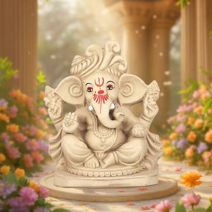Cycle Pure 6 Inch Clay Ganesha for Chaturthi, Eco-Friendly with 2 Agarbatti Packs | Decorative Showpiece - 15 cm  (Clay, Multicolor)