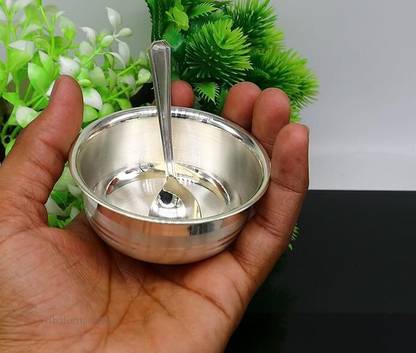 Astro Astro-D 999 Silver katori 25gm with Silver Spoon 14gm Decorative Showpiece  -  2 cm
