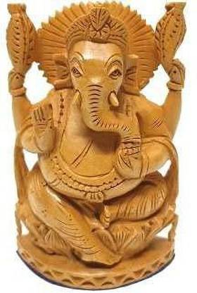 Mtr handicrafts Pure kadam Wood ken wood Ganesha/Ganpati/Vinayagar Statue. Size : 3inch Decorative Showpiece  -  10.5 cm