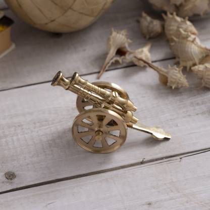 Decowill Brass Cannon Showpiece | Brass Tope | Decorative Showpiece  -  11 cm