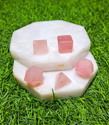 EXCEL Rose Quartz 5 Pc Platonic / Solid Geometry Set Decorative Showpiece  -  2 cm