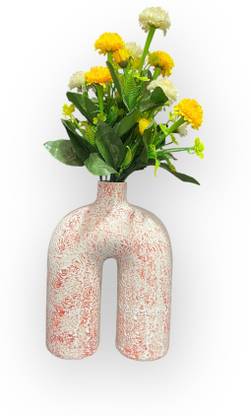 WEDONE Ceramic Inverted U Shape Matt Vase(white) Decorative Showpiece  -  12 cm