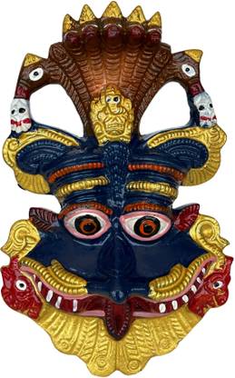 SalvusEstore Narsingh Kirtimukha Face: Metal Wall Hanging for Evil Eye Protection & Décor Decorative Showpiece  -  15 cm