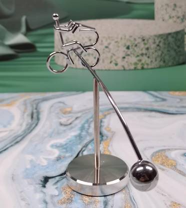 Lilone Motorcycle Balance on Pole Kinetic Art Home Office Table Decor Decorative Showpiece  -  13 cm