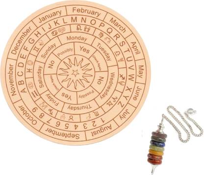 TREEMAISON Vastu Dowsing Board (9 INCH) With Seven Chakra Crystal Pendulum Decorative Showpiece  -  22.86 cm