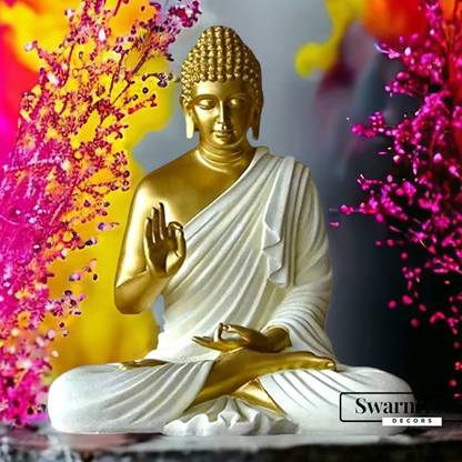 SwarnHouse Beautiful Sitting Buddha Idol Statue for Home & Garden - 15 Inch Size Decorative Showpiece  -  20 cm
