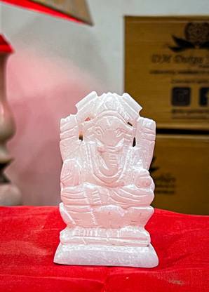 DM Durga Marbles Marbles Handmade Marble Ganesh Idol for Car Dashboard/puja/Home Decor Decorative Showpiece  -  7.3 cm