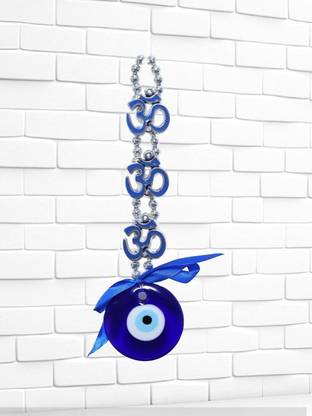 D.B.Z. D.B.Z. Fengshui Set of 1 Blue Three Om Evil Eye Hanging for Car & Door/Office Decorative Showpiece  -  23 cm