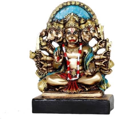 RichaSai panchmukhi hanuman god idol god murti god statue for pooja and home temple Decorative Showpiece  -  15 cm