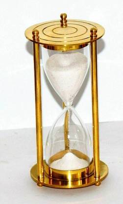 mdcreation 3 Minutes Brass White Sand Timer Hourglass Decorative Showpiece  -  4 cm