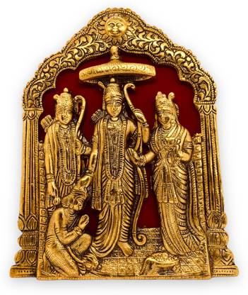 DigiRake Ram Darbar Photo Frame Gold Colour 17.5 X 21.5 X 3 cm | Ram Darbar Statue Decorative Showpiece  -  17.5 cm