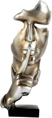 BNF Silence is Golden Statue Thinker Sculpture Abstract Keep Silent Champagne Decorative Showpiece  -  8 cm