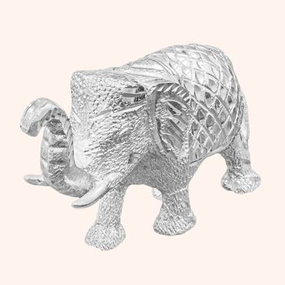 CD kalagram Handcrafted Rajasthani Running Elephant White Metal Decorative Showpiece Decorative Showpiece  -  8.5 cm