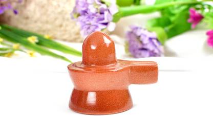 Benares Souvenirs Natural Semi Precious Sunstone Shivling Lord Shiva Mahadev Sun Stone Lingam Decorative Showpiece  -  3.1 cm