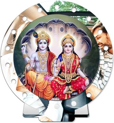 SANBIA Lakshmi Narayan Car Dashboard Idol Silver Shining Decorative Showpiece  -  8 cm