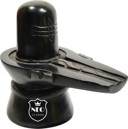 Neo Classic Black Marble Shivling for Puja (Marble, Black) Bholenath Shivling Height-8 inch Decorative Showpiece  -  20 cm