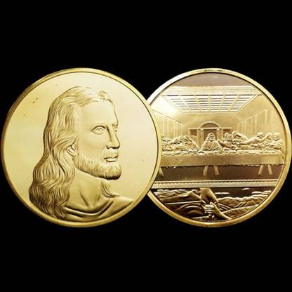 GOLD MINT Jesus Last Supper Da Vinci Art 1Oz Huge 24kt Gold Plated Bronze Coin Decorative Showpiece  -  4 cm
