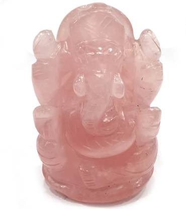 REIKI CRYSTAL PRODUCTS Rose Quartz Crystal Ganesha Idol Murti for Protection & Home Decor,Office,Table Decorative Showpiece  -  7.6 cm