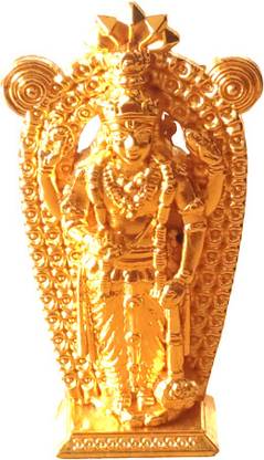 HOIVA Golden color Guruvayoorappan /Krishna for Home Pooja Room / Brass Decor Decorative Showpiece  -  7 cm