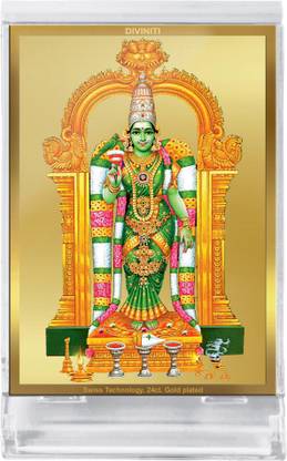 DIVINITI Goddess Meenakshi Photo Frame & Car Dashboard, Table Decor| ACF 3 Classic Decorative Showpiece  -  11 cm