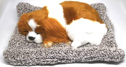 YOURKARTS.COM Premium Sleeping Soft Show Idol Realistic Puppy Figurine Activated OrganicCarbon Decorative Showpiece  -  11 cm