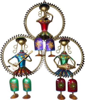 Vandana Collection Ladies Musical Band in Metal Rings, Handcrafted Wall Hanging Art, Multicolour Decorative Showpiece  -  41 cm